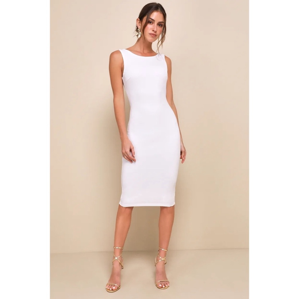 Lulu's So Stunning White Backless Midi Dress